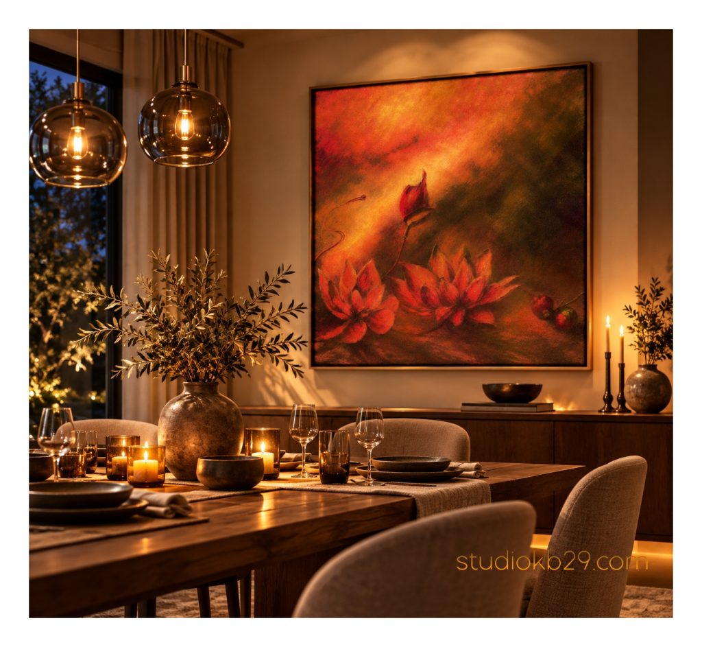 Surreal Botanical Art Print – Imaginary Blossoms in Ember Tones No. 36